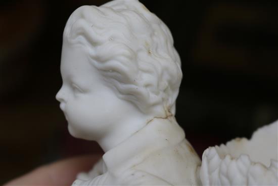 A Victorian parian bust of Diana and five other items bust 20cm